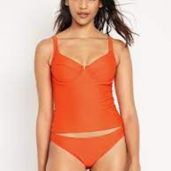 Old Navy Bright Orange Underwire Tankini Swim Top NWOT - Picture 1 of 7